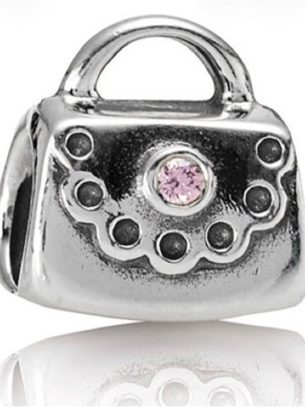 Pandora Silver Mini Handbag Charm with Pink Crystal
